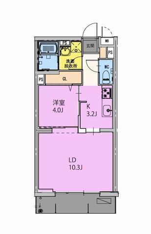 GRAND NINE南宮崎(1LDK/1階)の間取り写真