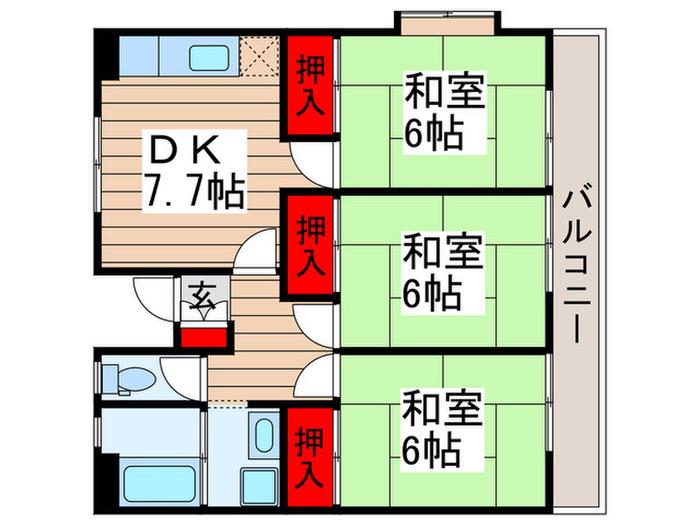 フェリオグランツ(3DK/3階)の間取り写真
