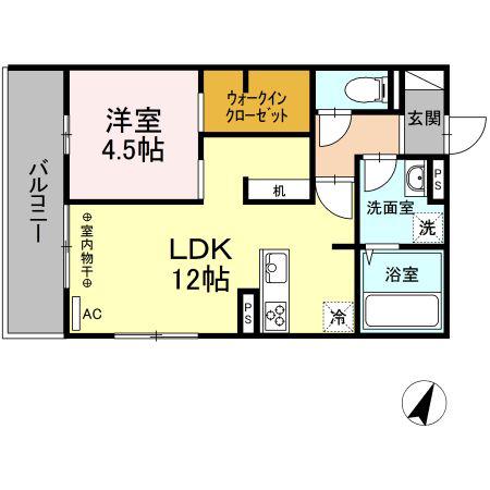 アルバルーチェ黒髪(1LDK/3階)の間取り写真
