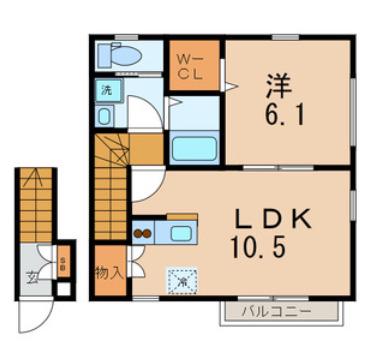 ロマネ武蔵野(1LDK/2階)の間取り写真