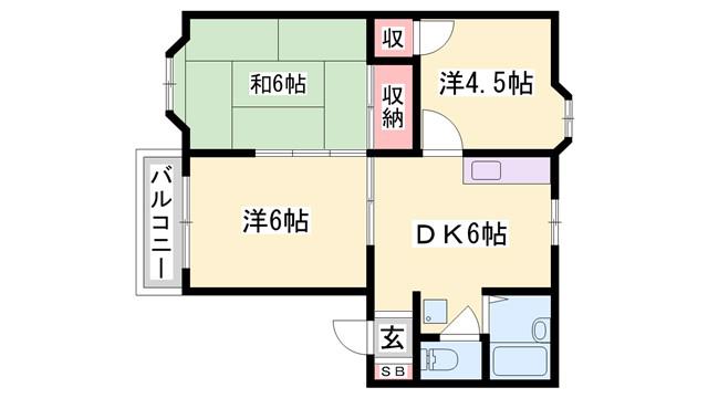 サンシティ高山(3DK/2階)の間取り写真