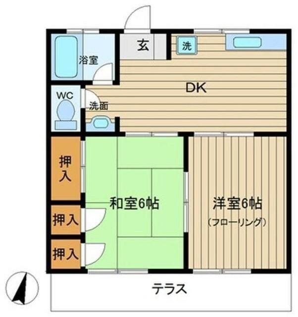 第二ハイツ伊藤(2DK/1階)の間取り写真
