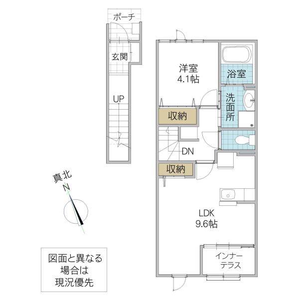 イストワールB(1LDK/2階)の間取り写真