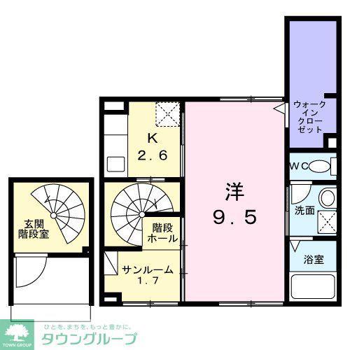 ユーステス鎌倉(1K/2階)の間取り写真