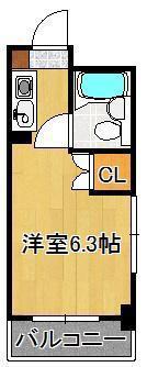 黒崎スカイマンション(ワンルーム/4階)の間取り写真