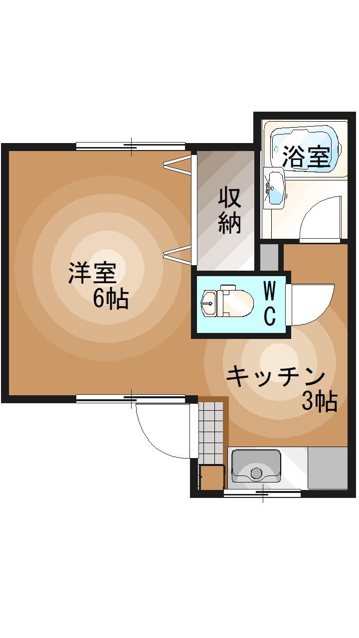 イーストグリーンハイツI(1K/1階)の間取り写真