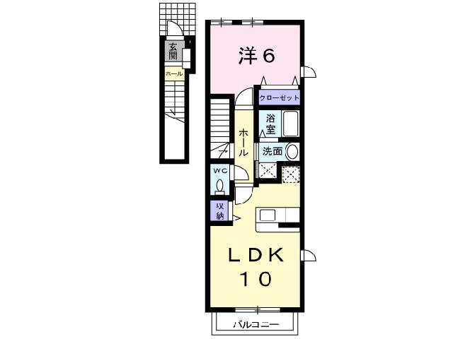 ガーデン厚狭(1LDK/2階)の間取り写真