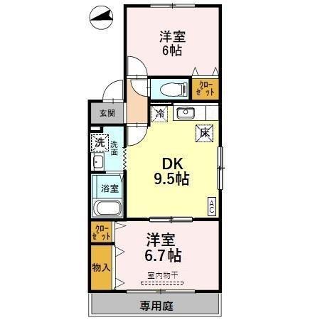 サンハイム駅西(2DK/1階)の間取り写真