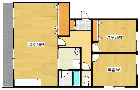 カームヒルズS(2LDK/2階)の間取り写真
