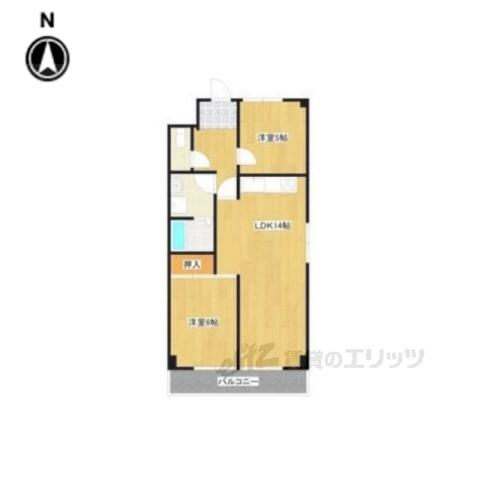 ライオンズプラザ富雄(2LDK/8階)の間取り写真