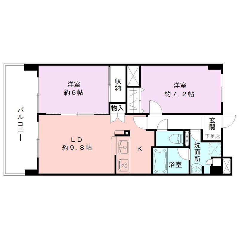 トゥールドゥソレイユ(2LDK/3階)の間取り写真