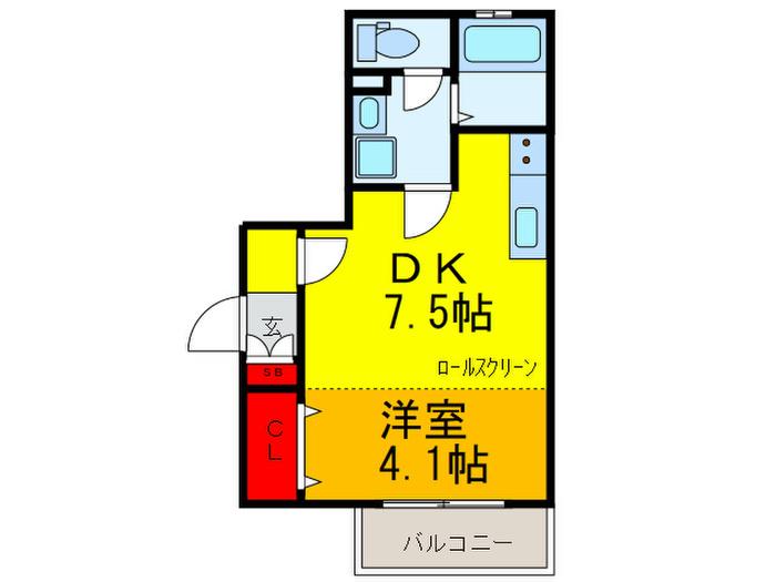 ALEGRIA長瀬ノース(1DK/3階)の間取り写真