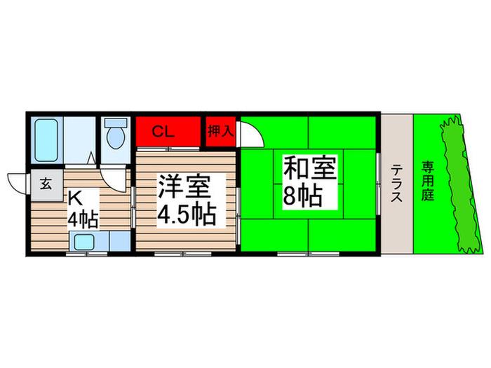 サンハイツ笠倉(2K/1階)の間取り写真