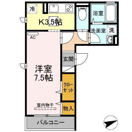 ガーデニア蒲田(1K/1階)の間取り写真