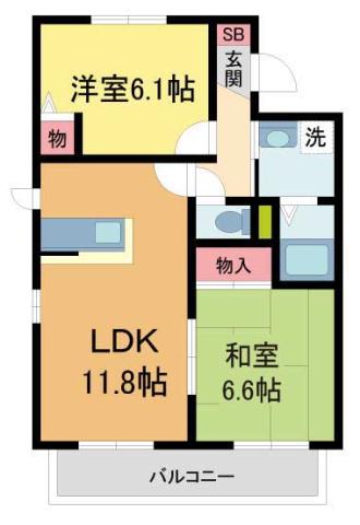 ウィステリア仁川(2LDK/2階)の間取り写真
