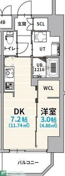 GRANVIA浄心(1SLDK/9階)の間取り写真