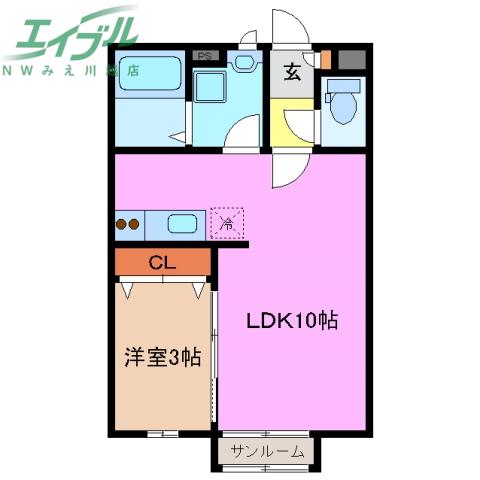 CREA(1LDK/1階)の間取り写真