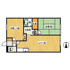 CALM HIILLES 2番館(2LDK/1階)の間取り写真