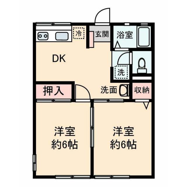 シティハイム並木(2DK/1階)の間取り写真