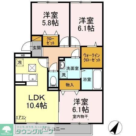 グラマードマレVIIB(3LDK/2階)の間取り写真