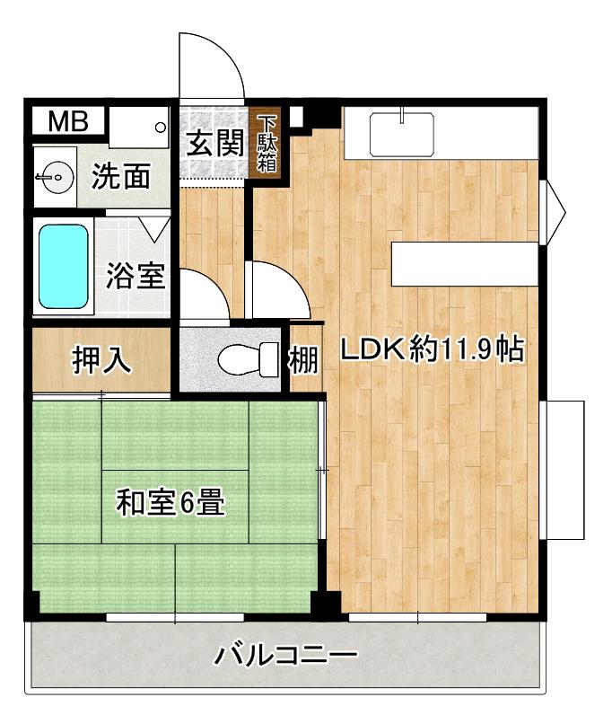 郷部ウイング(1LDK/3階)の間取り写真