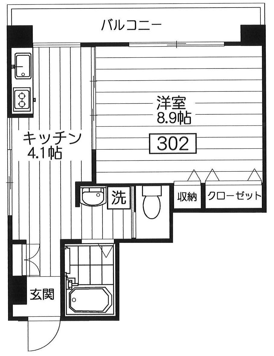 ALT本郷(1DK/3階)の間取り写真