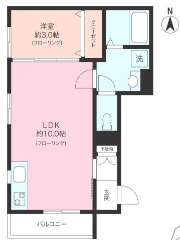 メゾン本駒込(1LDK/2階)の間取り写真