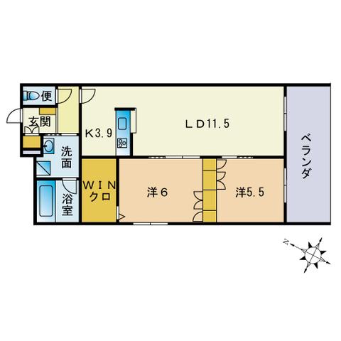 クローブ天神(2LDK/3階)の間取り写真