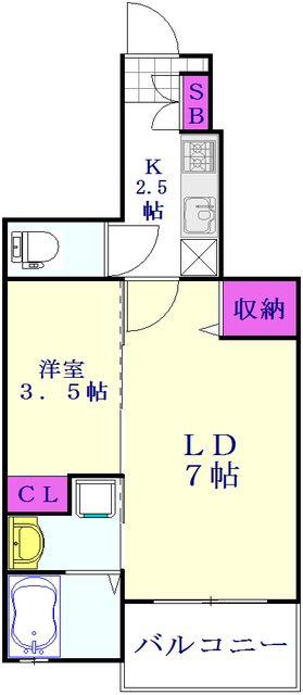 エトワール6(1LDK/1階)の間取り写真