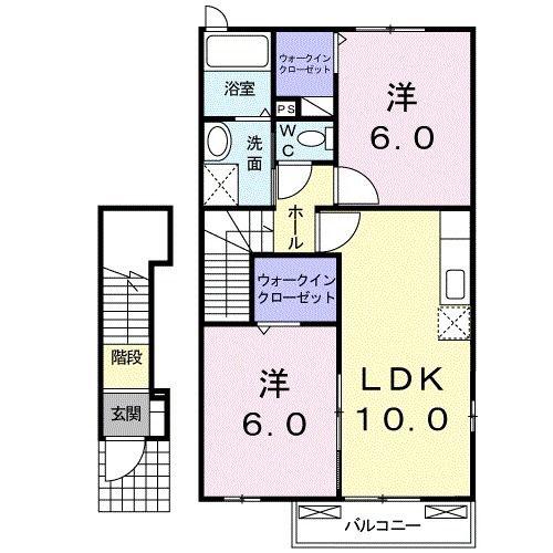 ヴァーサ ヴィラ(2LDK/2階)の間取り写真