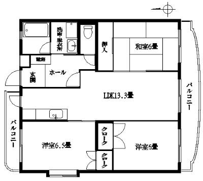 ベルデュール・T(3LDK/4階)の間取り写真