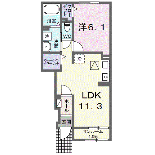 イルミナーレ(1LDK/1階)の間取り写真
