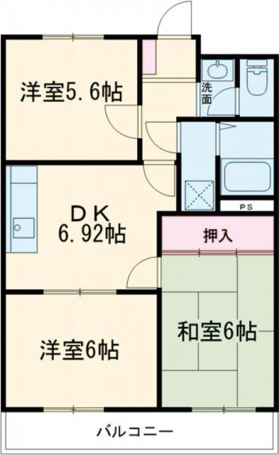 小鳩マンション(3DK/1階)の間取り写真
