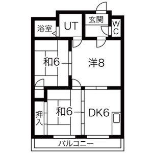 酒カネハイツ(3DK/3階)の間取り写真