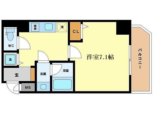 エスライズ西本町(1K/3階)の間取り写真
