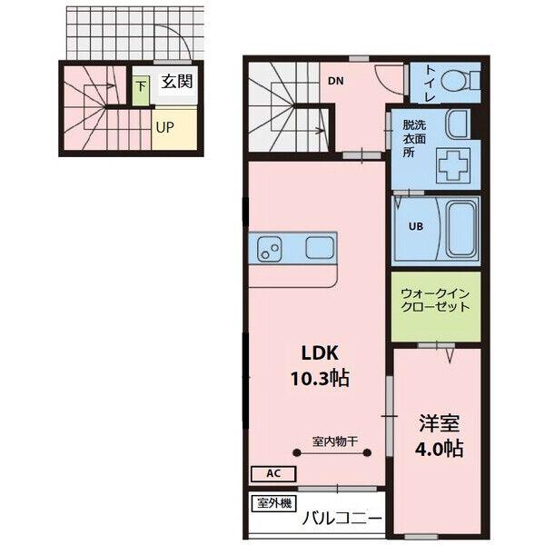 ハドルハシヌマ(1LDK/2階)の間取り写真