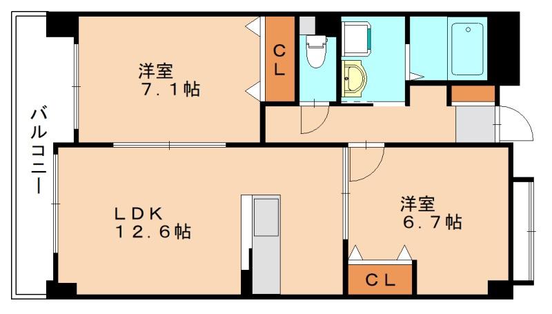 第5元木ビル(2LDK/6階)の間取り写真