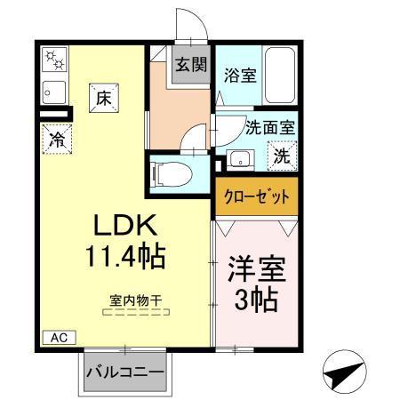 ユイマールガーデンIII(1LDK/1階)の間取り写真