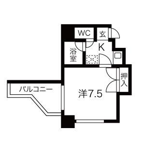 グリーン藤(1K/2階)の間取り写真