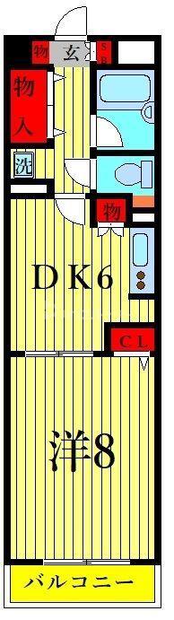 ラ・ベリーテ西葛西(1DK/6階)の間取り写真