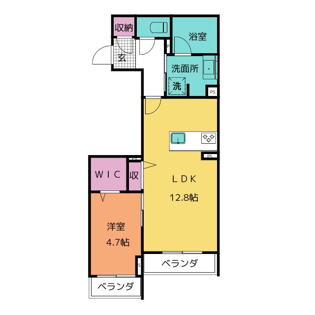 フォレストヒルズ久世戸(1LDK/2階)の間取り写真