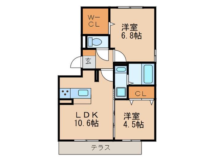 D-ROOM笹山ヒルズ(2LDK/2階)の間取り写真