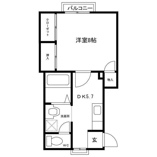 ライフタウン・サンシャインC(1DK/1階)の間取り写真