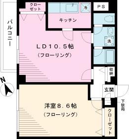 千石片岡ビル(1LDK/6階)の間取り写真