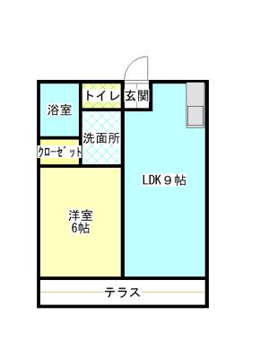 グリーンリーブス若葉(1LDK/2階)の間取り写真