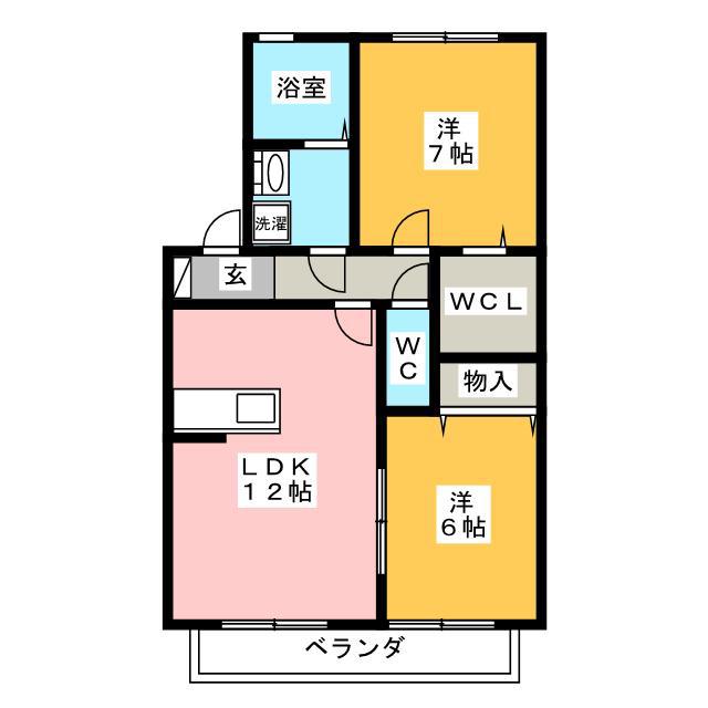 ウィルモア堤(2LDK/2階)の間取り写真