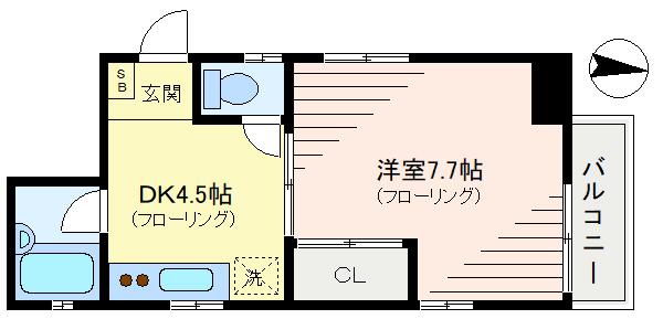 S-1352(1DK/2階)の間取り写真