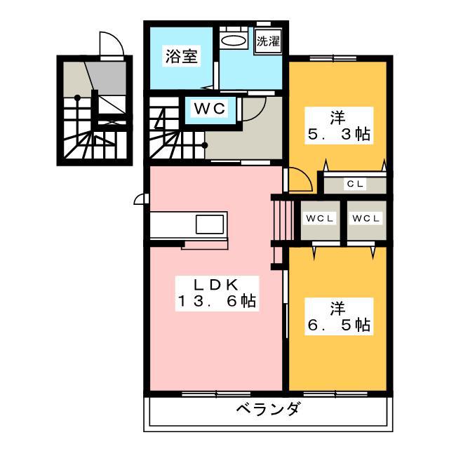 エスペランサ ヴィータ I(2LDK/2階)の間取り写真