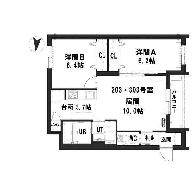 グランメール北3西22(2LDK/3階)の間取り写真