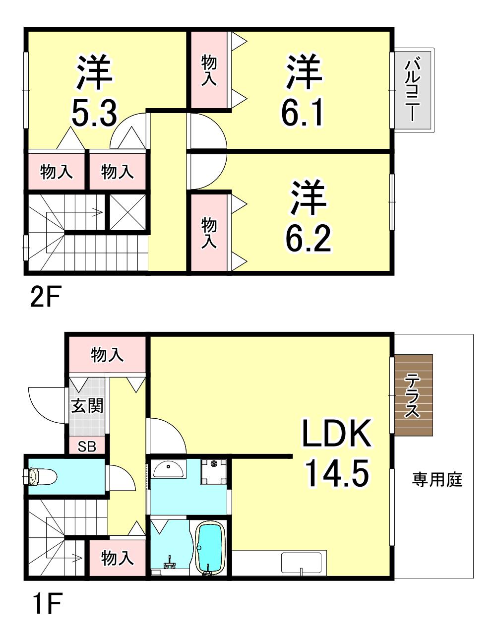 エスポワール(3LDK/1階)の間取り写真